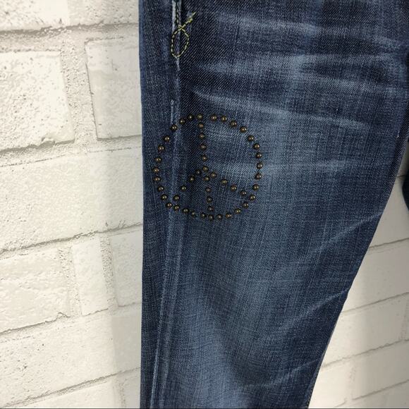 Lucky Brand Legend Lola Peace Distressed Low Rise Bootcut Jeans Blue Size 00/24 - Picture 4 of 8